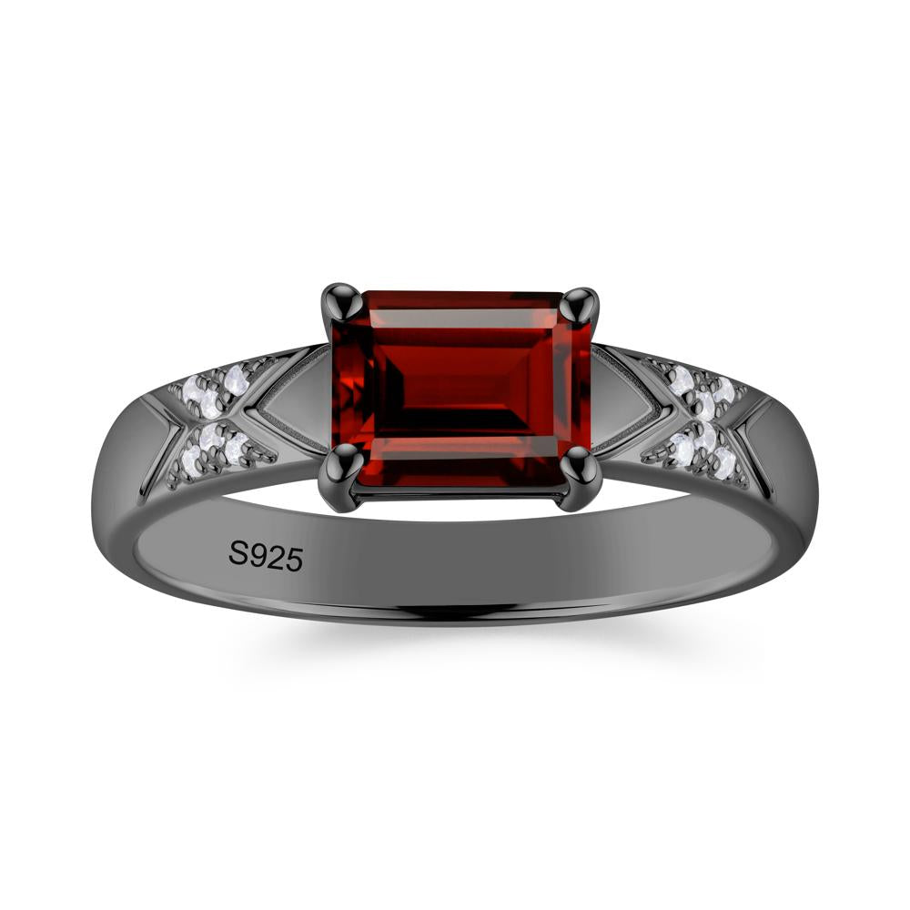 Unisex Emerald Cut Black Spinel Wide Band Ring - LUO Jewelry #gemstone_Garnet