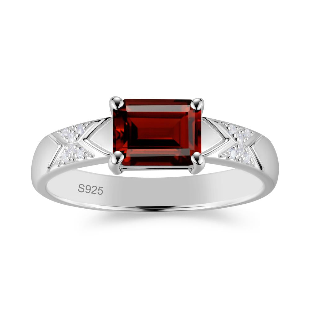 Unisex Emerald Cut Black Spinel Wide Band Ring - LUO Jewelry #gemstone_Garnet