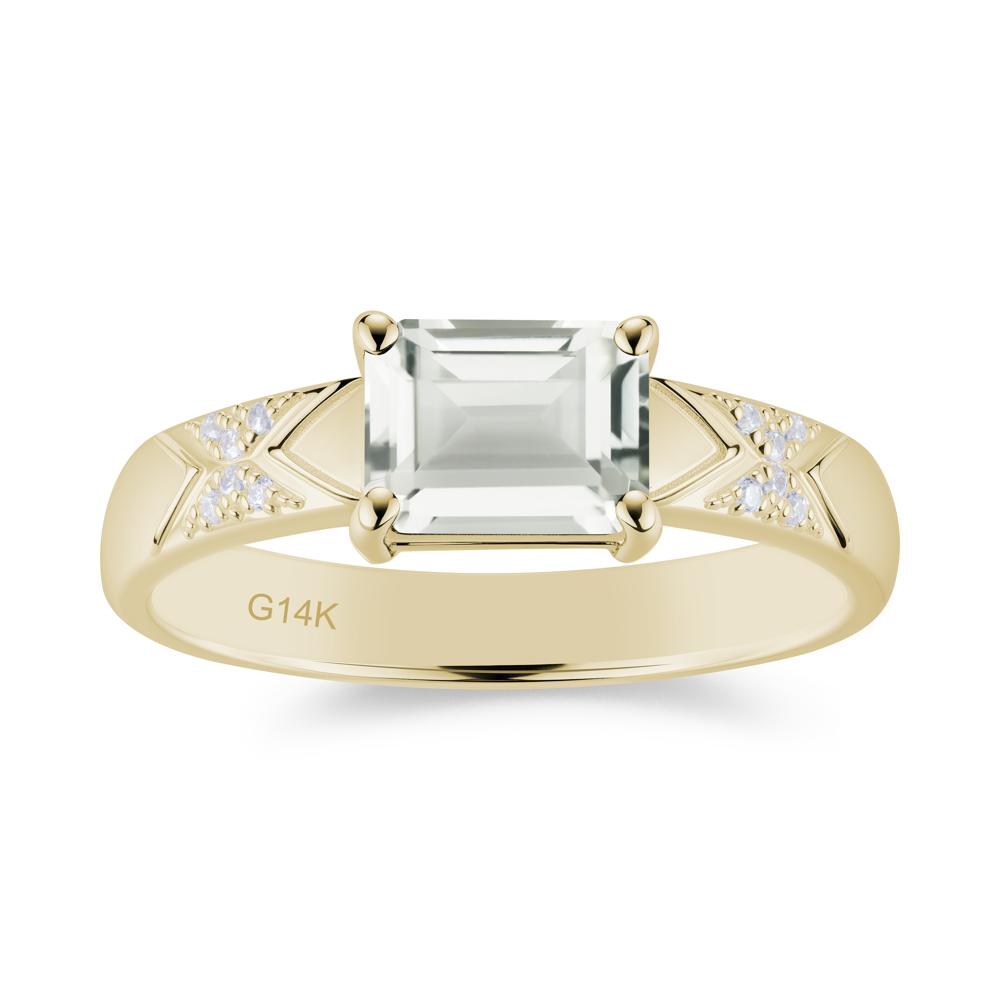 Unisex Emerald Cut Black Spinel Wide Band Ring - LUO Jewelry #gemstone_Green Amethyst