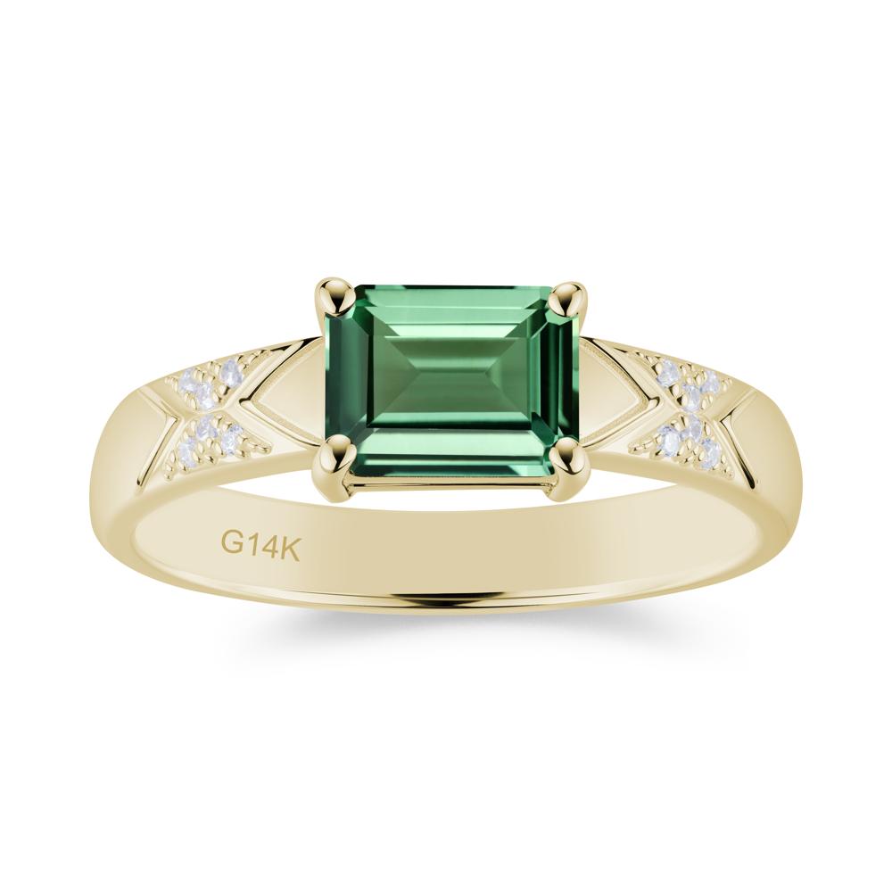 Unisex Emerald Cut Black Spinel Wide Band Ring - LUO Jewelry #gemstone_Green Sapphire