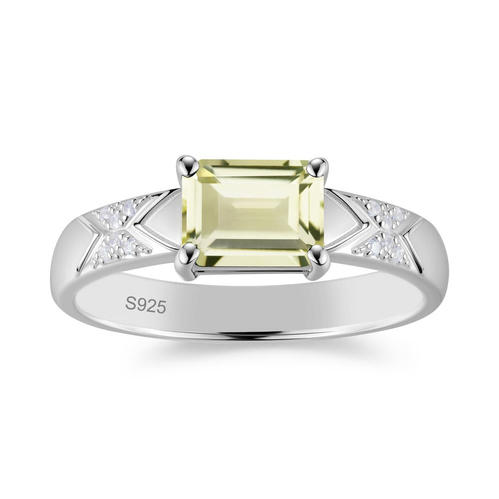 Unisex Emerald Cut Black Spinel Wide Band Ring - LUO Jewelry #gemstone_Lemon Quartz
