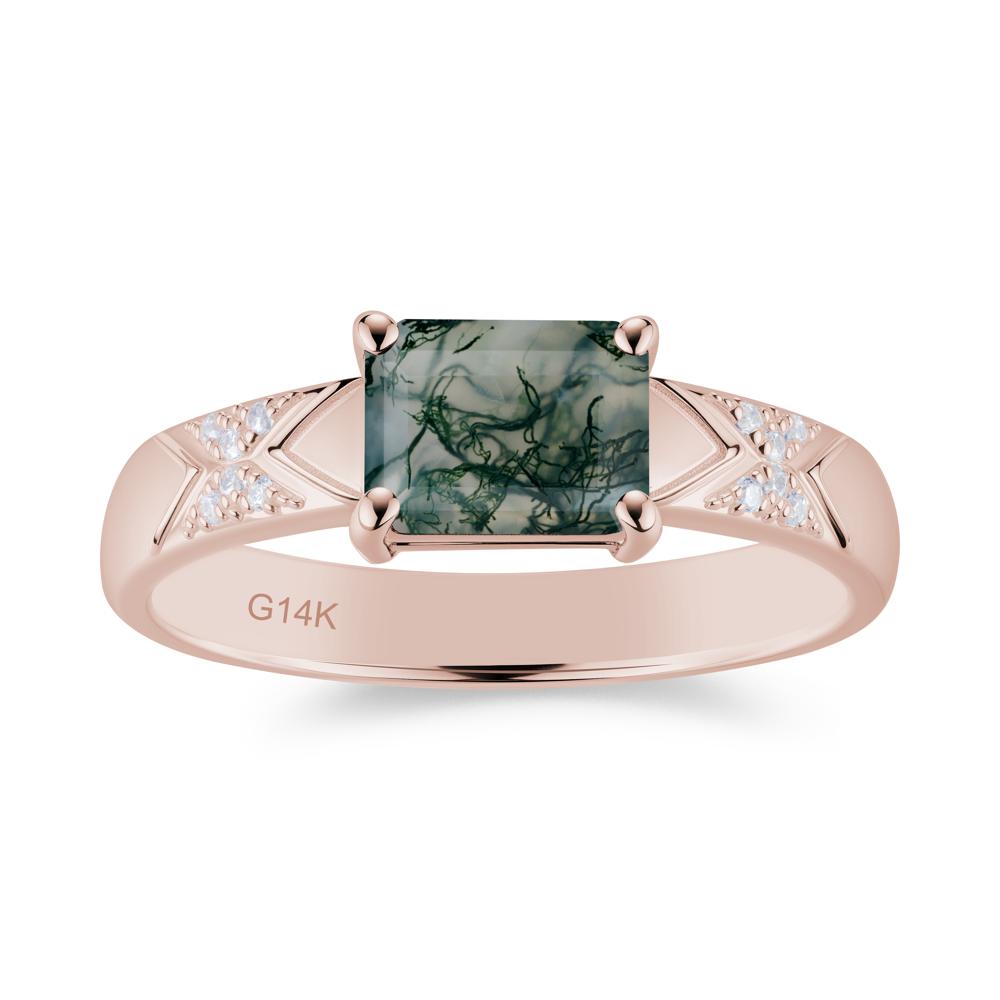 Unisex Emerald Cut Black Spinel Wide Band Ring - LUO Jewelry #gemstone_Moss Agate