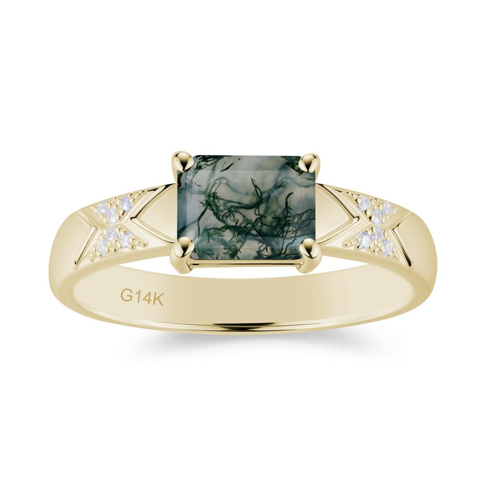 Unisex Emerald Cut Black Spinel Wide Band Ring - LUO Jewelry #gemstone_Moss Agate