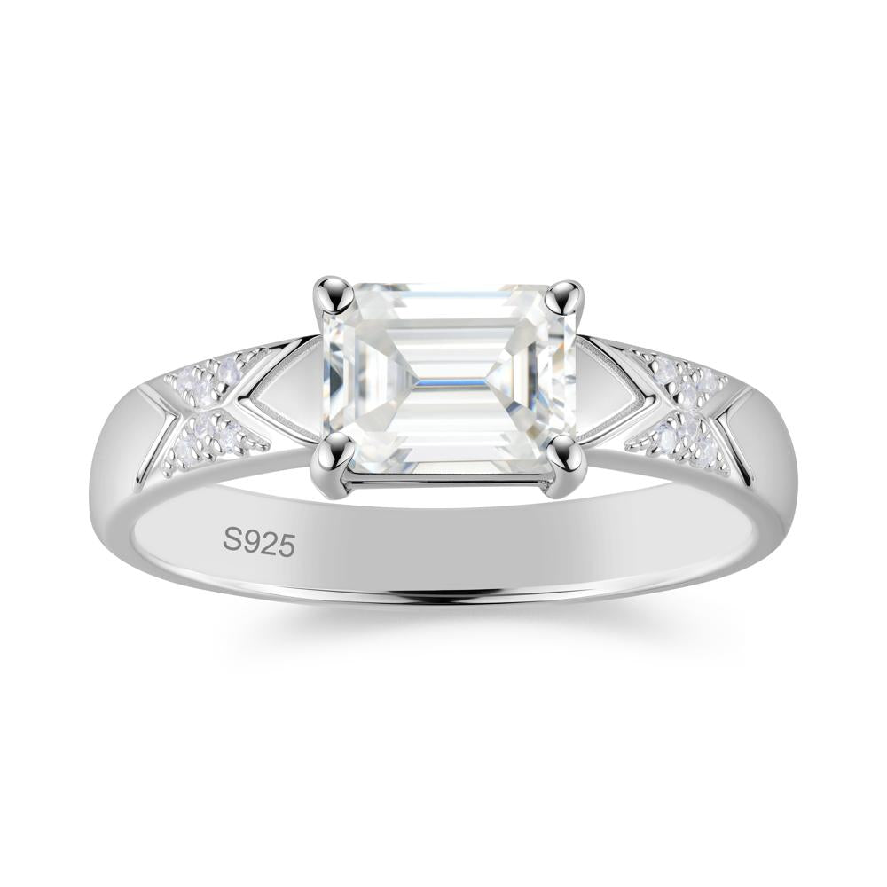 Unisex Emerald Cut Black Spinel Wide Band Ring - LUO Jewelry #gemstone_Moissanite