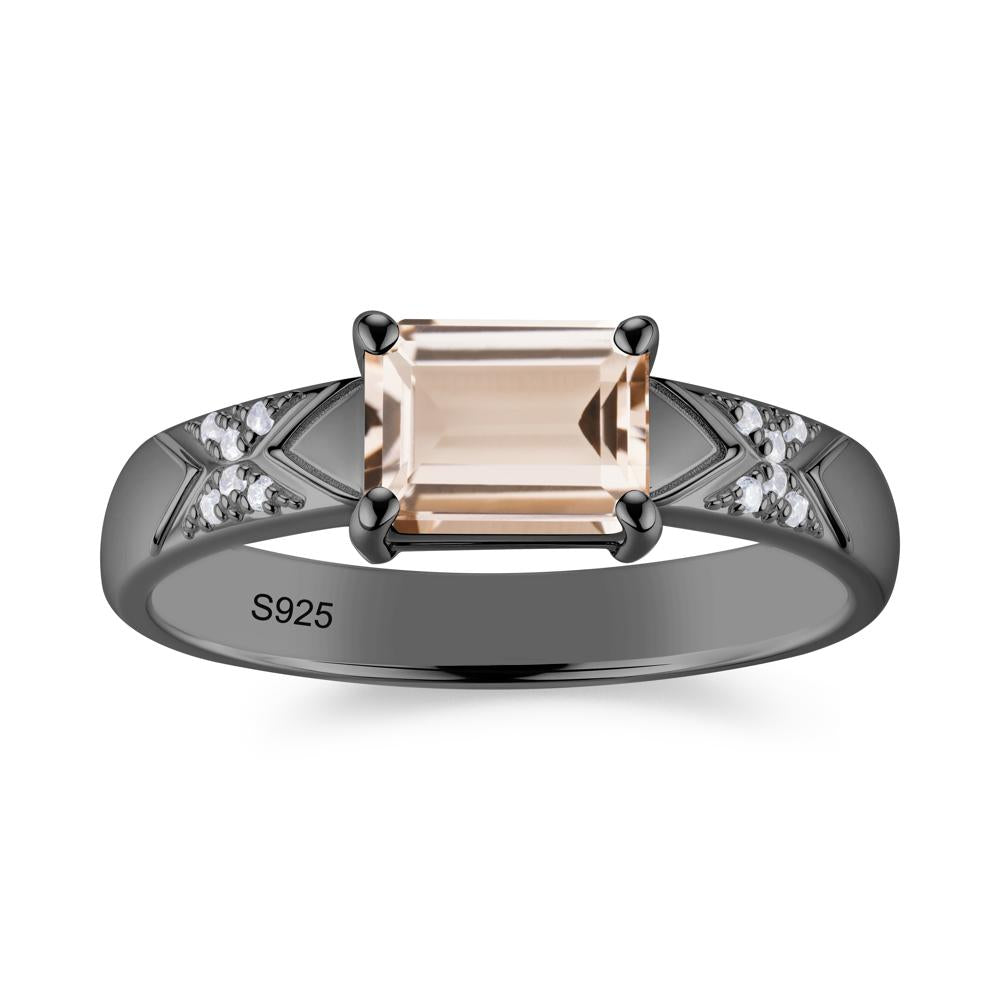 Unisex Emerald Cut Black Spinel Wide Band Ring - LUO Jewelry #gemstone_Morganite