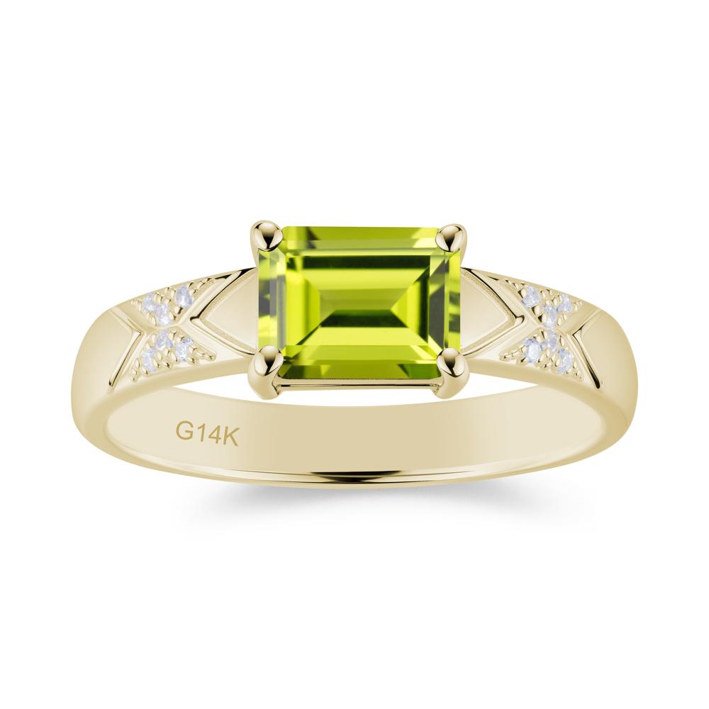 Unisex Emerald Cut Black Spinel Wide Band Ring - LUO Jewelry #gemstone_Peridot
