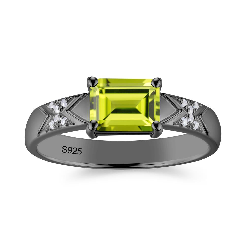 Unisex Emerald Cut Black Spinel Wide Band Ring - LUO Jewelry #gemstone_Peridot