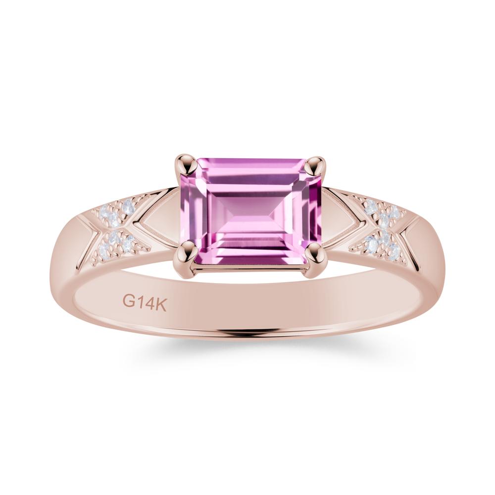 Unisex Emerald Cut Black Spinel Wide Band Ring - LUO Jewelry #gemstone_Pink Sapphire