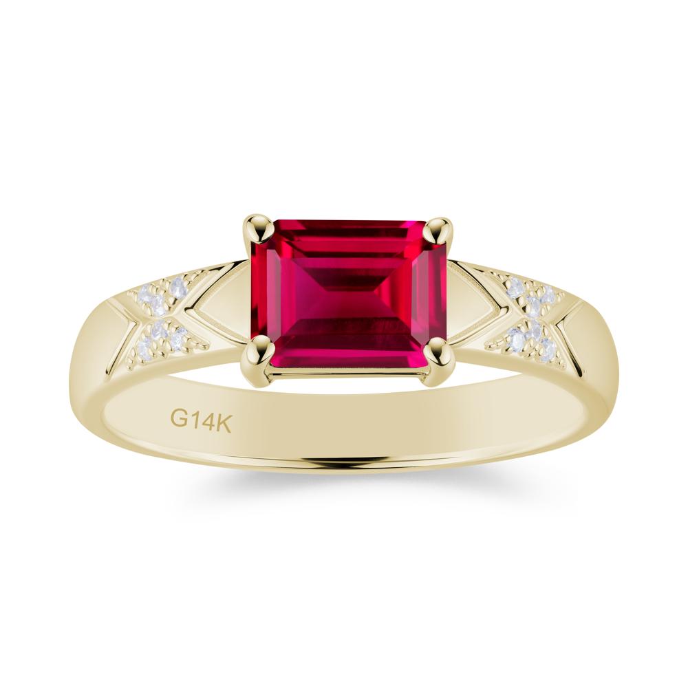 Unisex Emerald Cut Black Spinel Wide Band Ring - LUO Jewelry #gemstone_Ruby