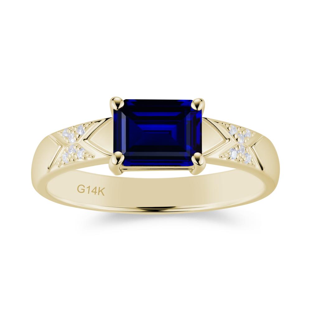 Unisex Emerald Cut Black Spinel Wide Band Ring - LUO Jewelry #gemstone_Sapphire