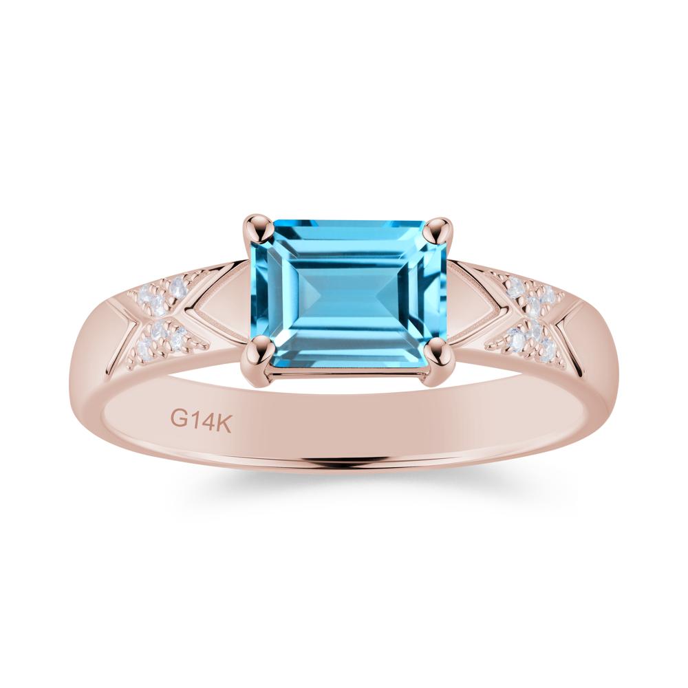 Unisex Emerald Cut Black Spinel Wide Band Ring - LUO Jewelry #gemstone_Swiss Blue Topaz