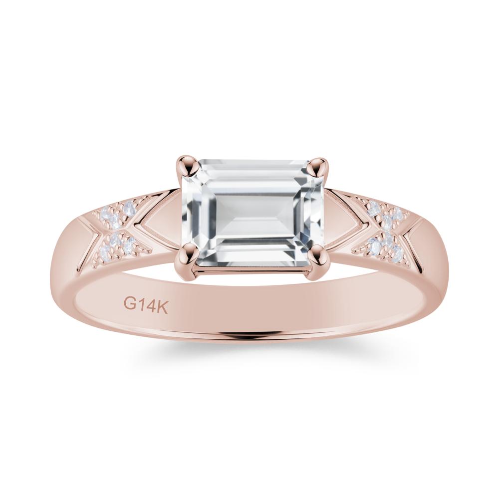 Unisex Emerald Cut Black Spinel Wide Band Ring - LUO Jewelry #gemstone_White Topaz