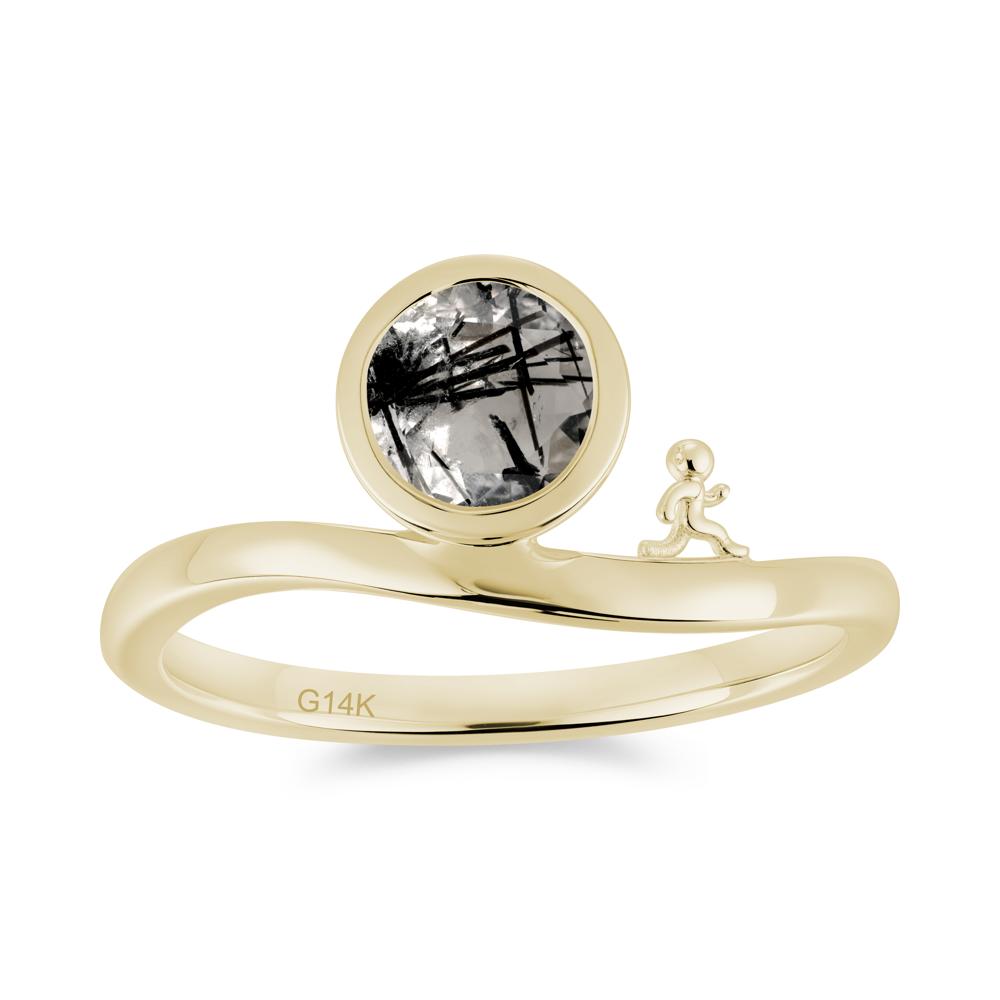Freedom Courage Inspired Bezel Sapphire Ring - LUO Jewelry #gemstone_Black Rutilated Quartz