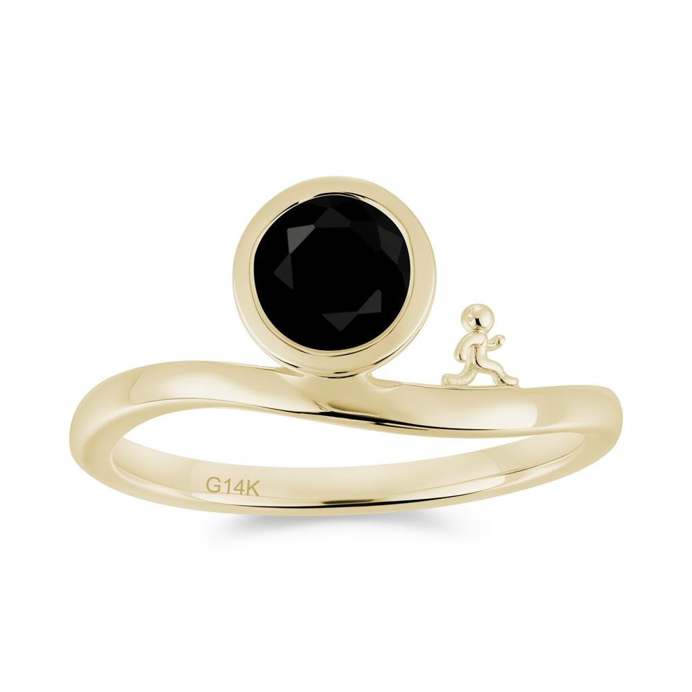Freedom Courage Inspired Bezel Sapphire Ring - LUO Jewelry #gemstone_Black Spinel