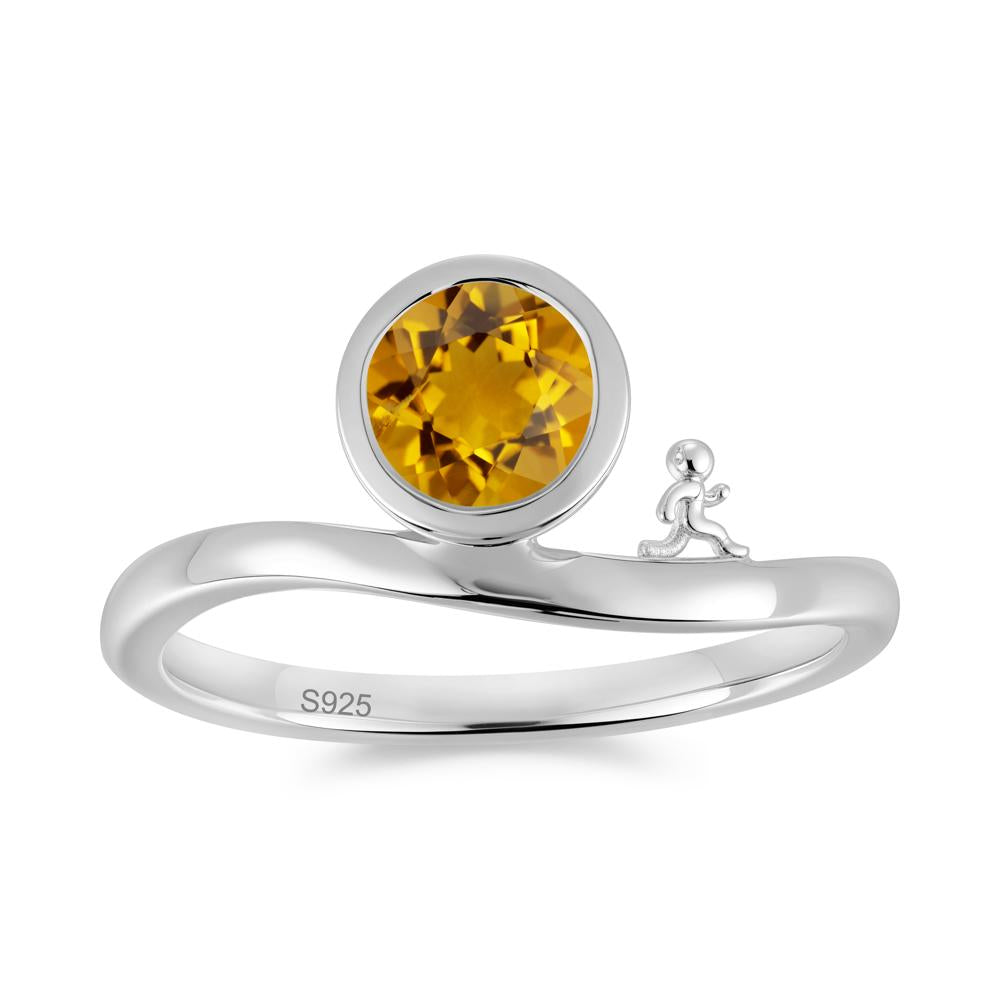 Freedom Courage Inspired Bezel Sapphire Ring - LUO Jewelry #gemstone_Citrine