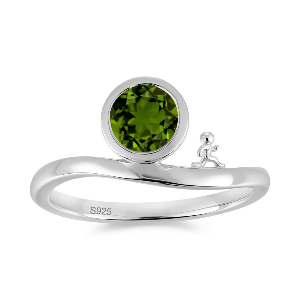 Freedom Courage Inspired Bezel Sapphire Ring - LUO Jewelry #gemstone_Diopside