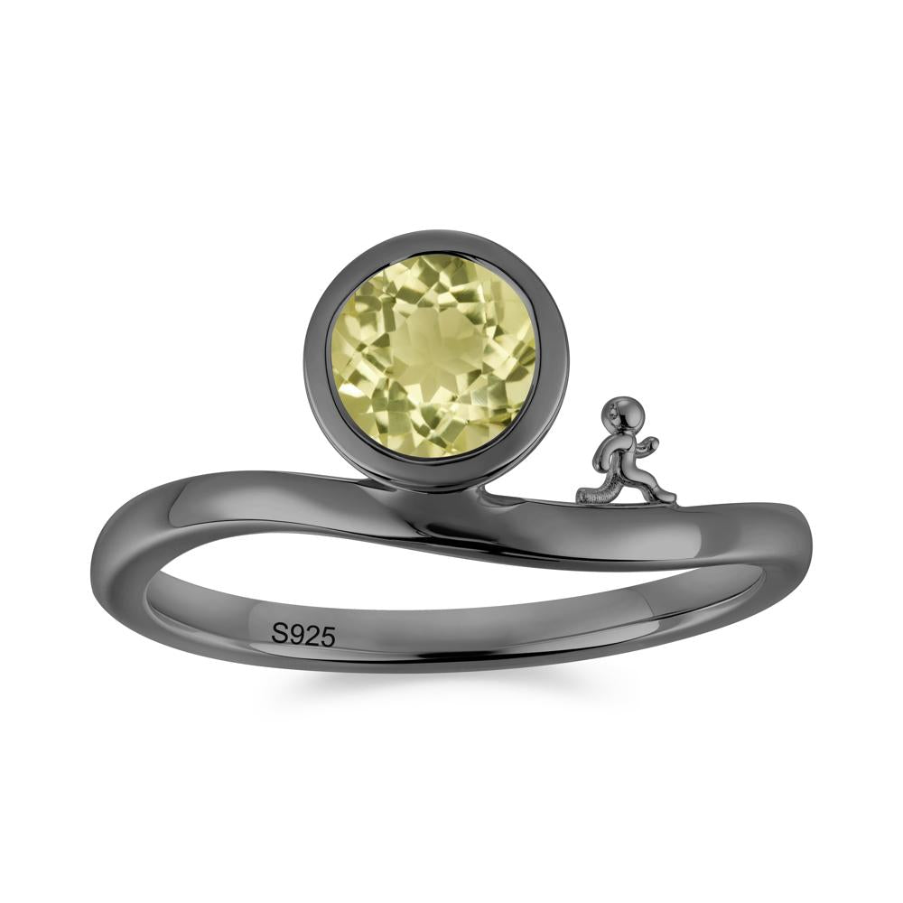 Freedom Courage Inspired Bezel Sapphire Ring - LUO Jewelry #gemstone_Lemon Quartz