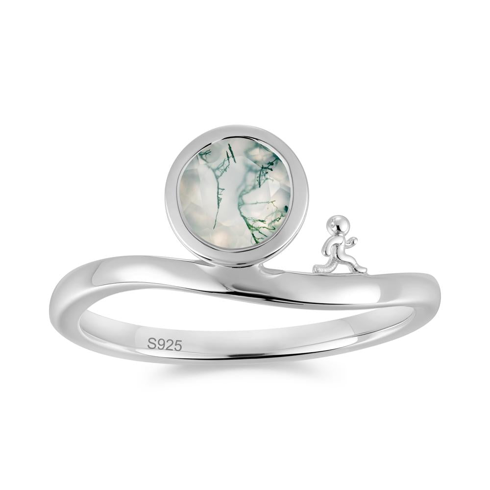 Freedom Courage Inspired Bezel Sapphire Ring - LUO Jewelry #gemstone_Moss Agate