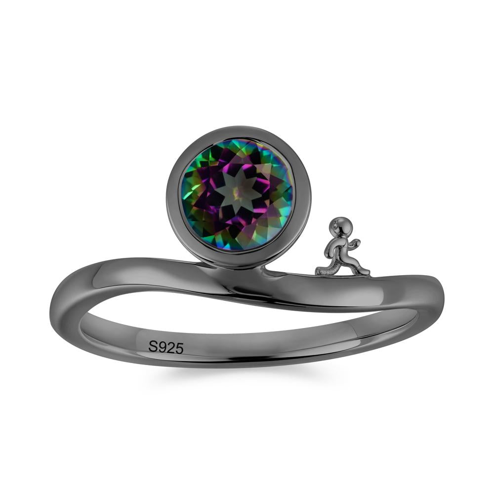 Freedom Courage Inspired Bezel Sapphire Ring - LUO Jewelry #gemstone_Mystic Topaz
