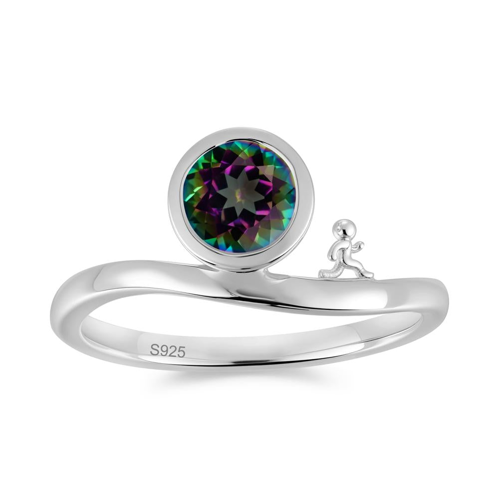 Freedom Courage Inspired Bezel Sapphire Ring - LUO Jewelry #gemstone_Mystic Topaz