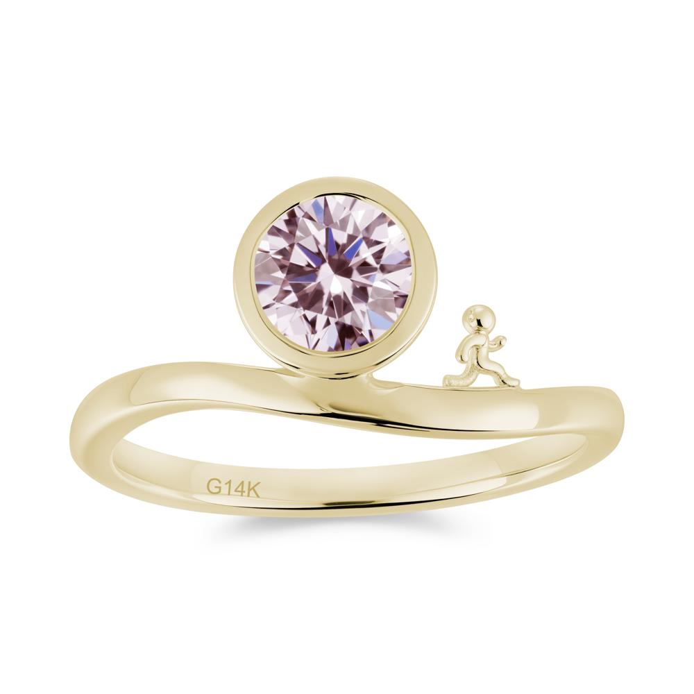 Freedom Courage Inspired Bezel Sapphire Ring - LUO Jewelry #gemstone_Pink Cubic Zirconia