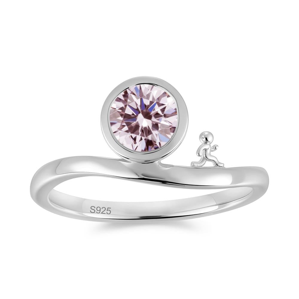 Freedom Courage Inspired Bezel Sapphire Ring - LUO Jewelry #gemstone_Pink Cubic Zirconia