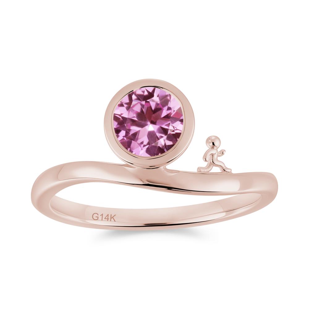 Freedom Courage Inspired Bezel Sapphire Ring - LUO Jewelry #gemstone_Pink Sapphire