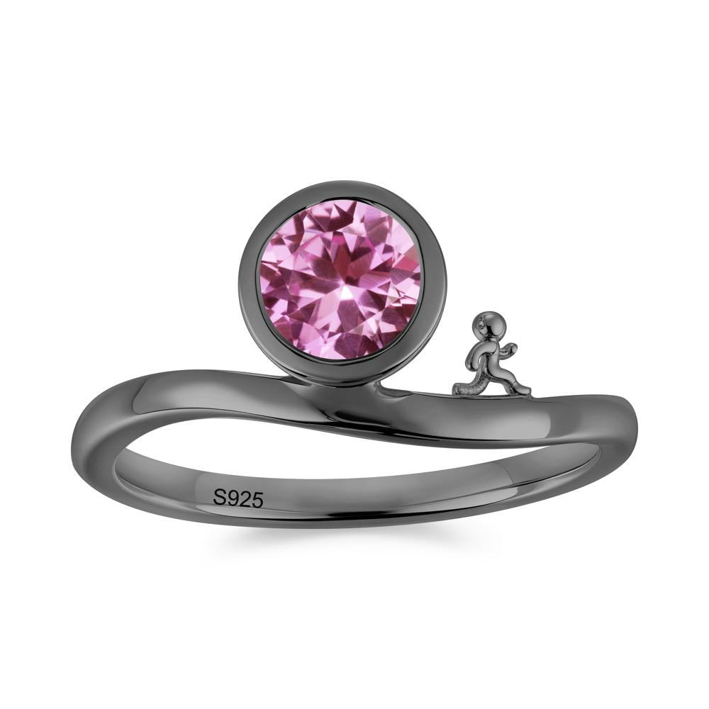 Freedom Courage Inspired Bezel Sapphire Ring - LUO Jewelry #gemstone_Pink Sapphire