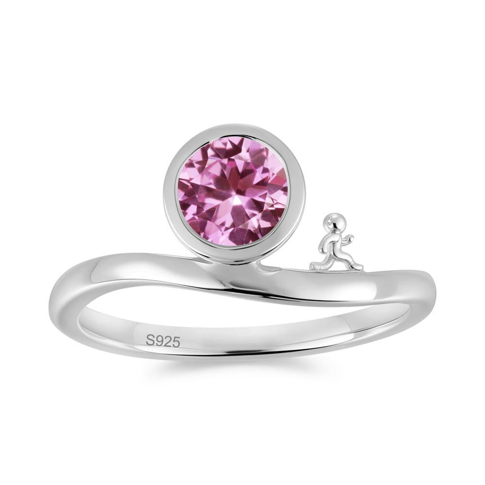Freedom Courage Inspired Bezel Sapphire Ring - LUO Jewelry #gemstone_Pink Sapphire