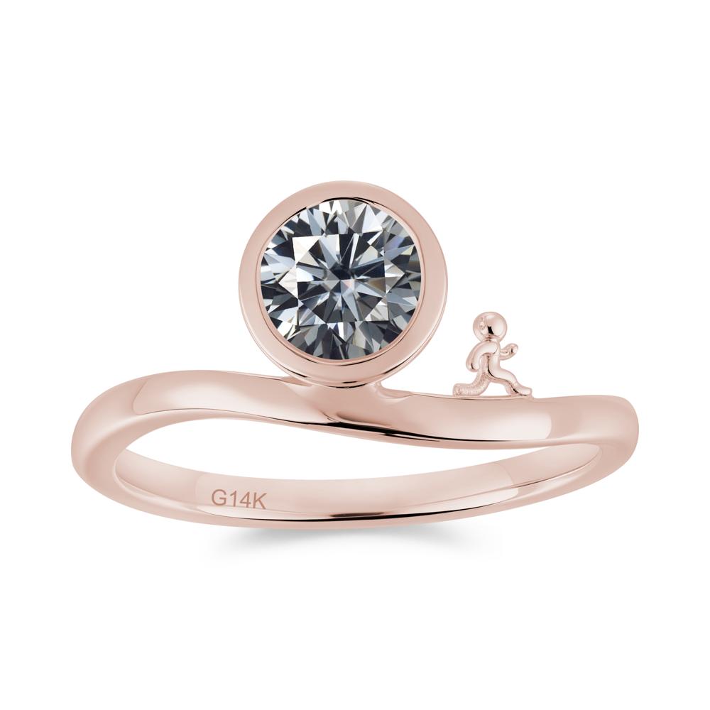 Freedom Courage Inspired Bezel Sapphire Ring - LUO Jewelry #gemstone_Grey Moissanite