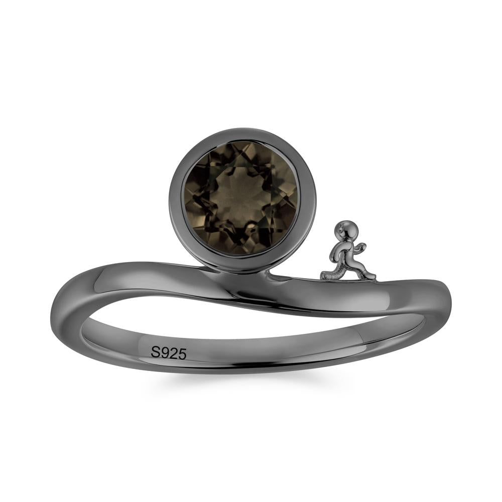Freedom Courage Inspired Bezel Sapphire Ring - LUO Jewelry #gemstone_Smoky Quartz