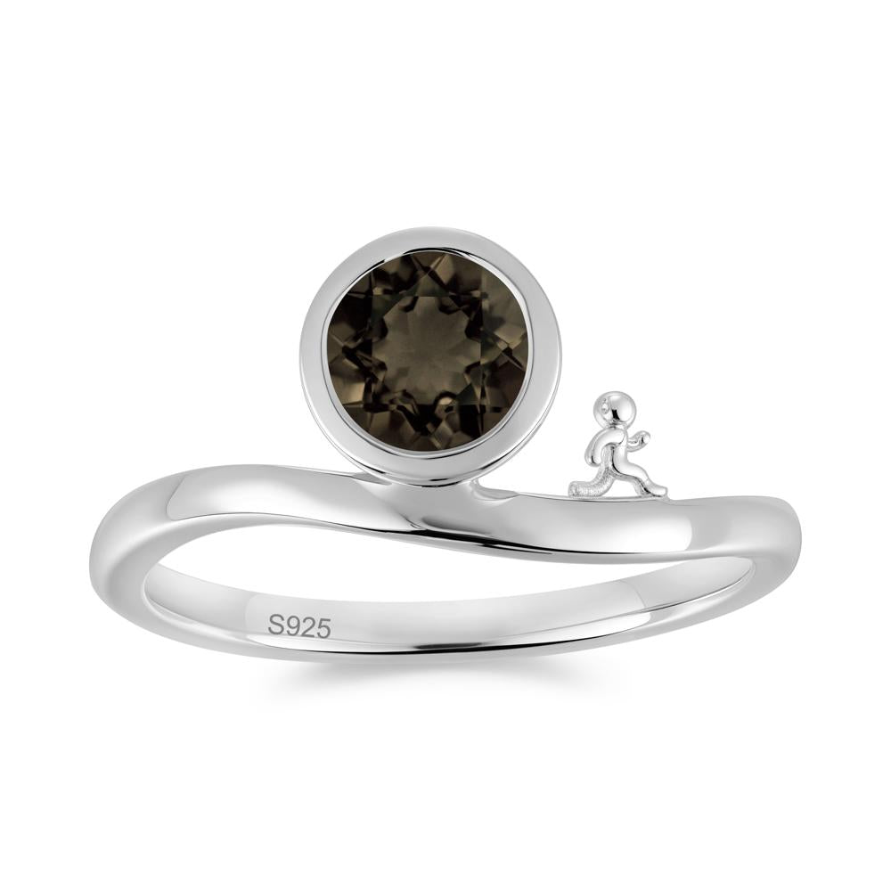Freedom Courage Inspired Bezel Sapphire Ring - LUO Jewelry #gemstone_Smoky Quartz
