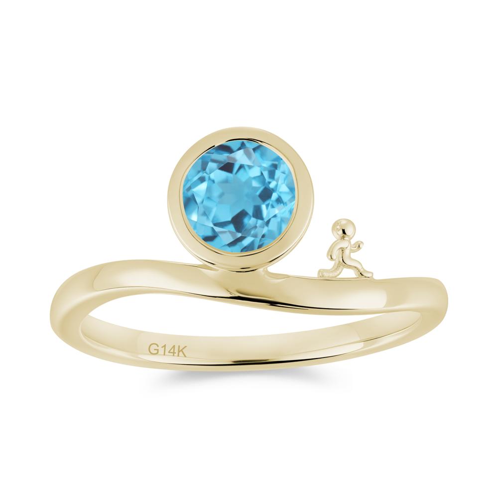 Freedom Courage Inspired Bezel Sapphire Ring - LUO Jewelry #gemstone_Swiss Blue Topaz