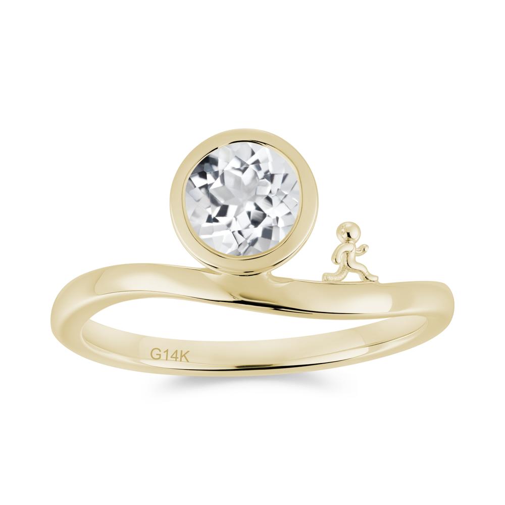 Freedom Courage Inspired Bezel Sapphire Ring - LUO Jewelry #gemstone_White Topaz