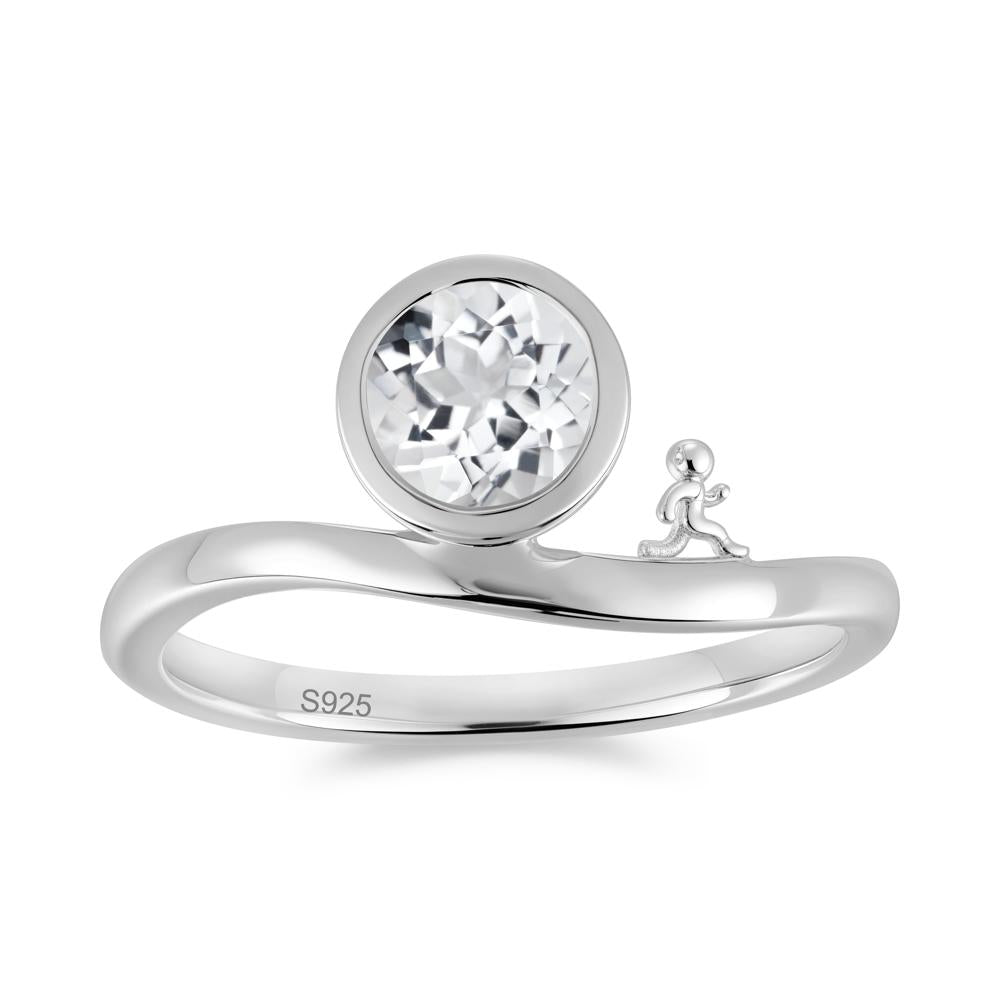 Freedom Courage Inspired Bezel Sapphire Ring - LUO Jewelry #gemstone_White Topaz