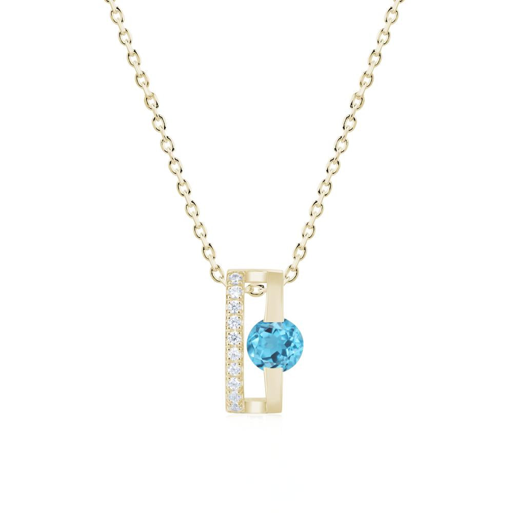 Open Hollow Modern Amethyst Necklace - LUO Jewelry #gemstone_Swiss Blue Topaz