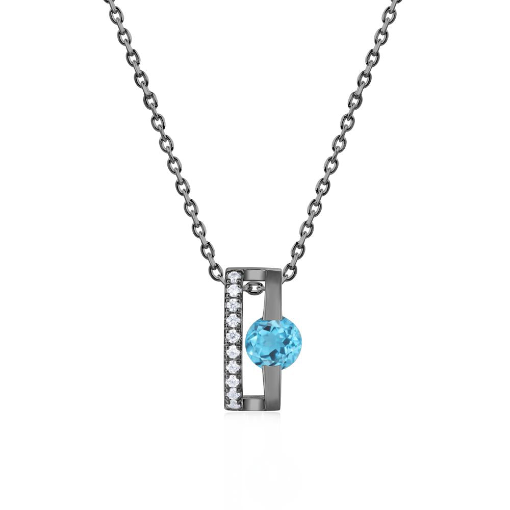 Open Hollow Modern Amethyst Necklace - LUO Jewelry #gemstone_Swiss Blue Topaz