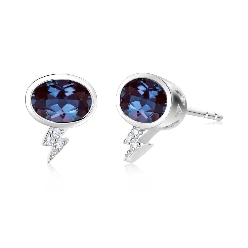 Lightning Oval Cut Garnet Stud Earrings - LUO Jewelry #gemstone_Alexandrite