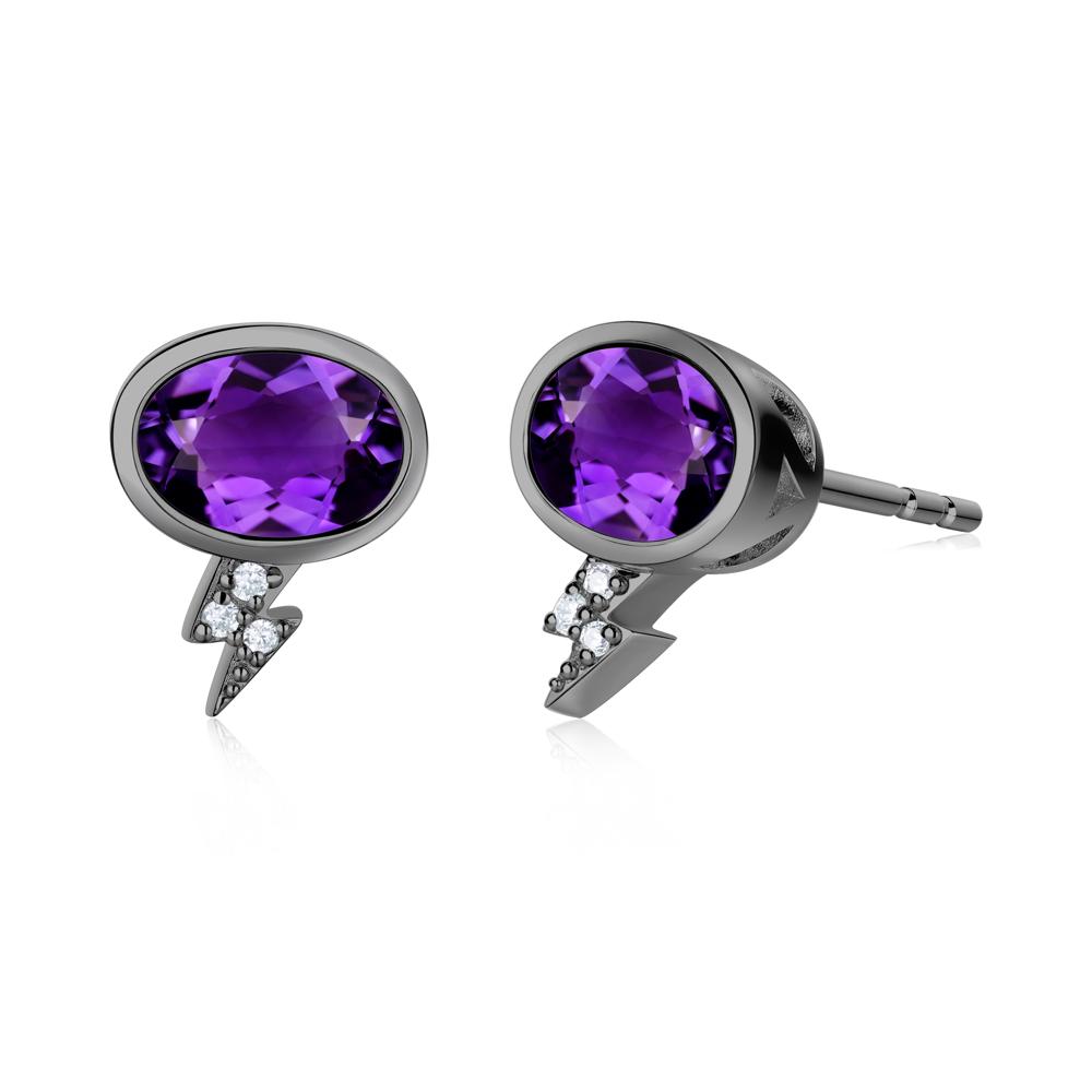 Lightning Oval Cut Garnet Stud Earrings - LUO Jewelry #gemstone_Amethyst