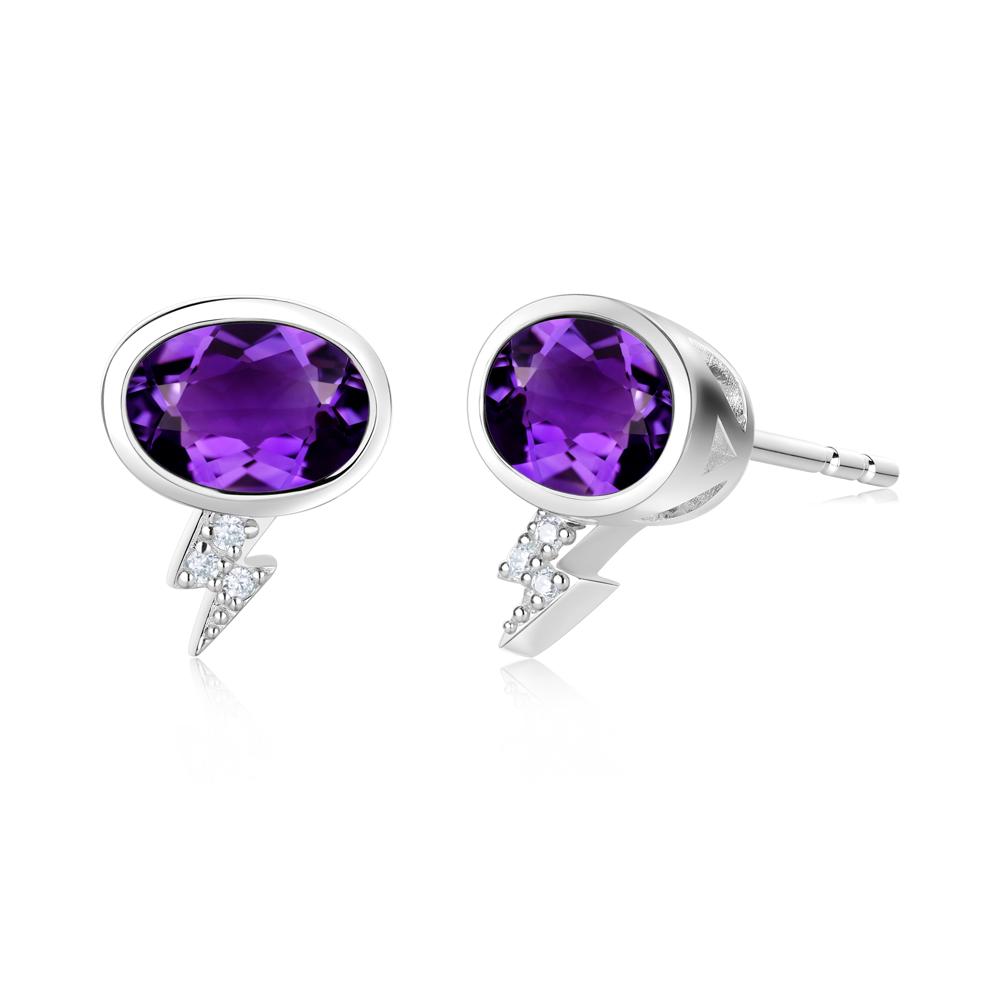 Lightning Oval Cut Garnet Stud Earrings - LUO Jewelry #gemstone_Amethyst