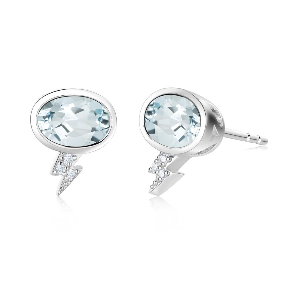 Lightning Oval Cut Garnet Stud Earrings - LUO Jewelry #gemstone_Aquamarine