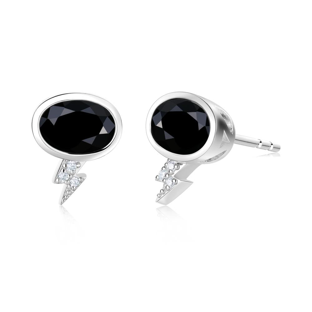 Lightning Oval Cut Garnet Stud Earrings - LUO Jewelry #gemstone_Black Spinel