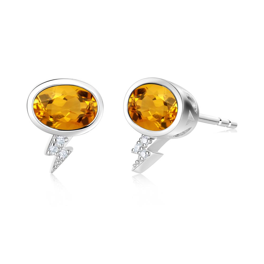 Lightning Oval Cut Garnet Stud Earrings - LUO Jewelry #gemstone_Citrine