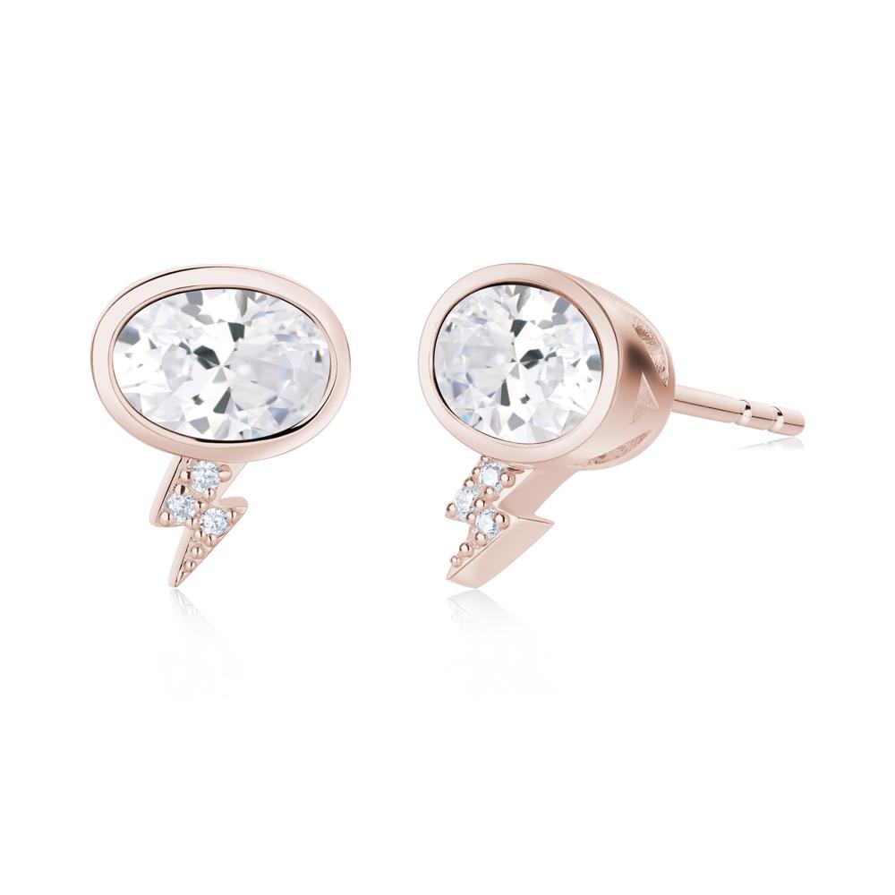 Lightning Oval Cut Garnet Stud Earrings - LUO Jewelry #gemstone_Cubic Zirconia