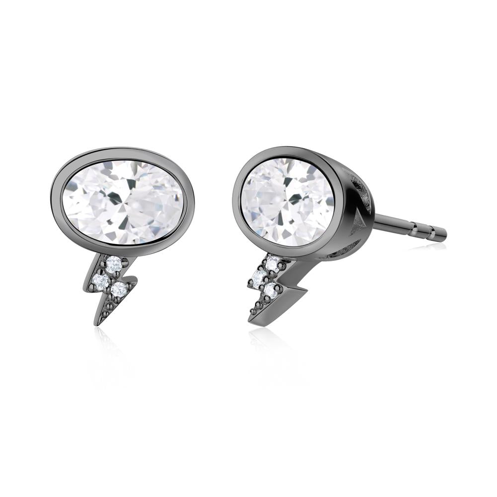 Lightning Oval Cut Garnet Stud Earrings - LUO Jewelry #gemstone_Cubic Zirconia
