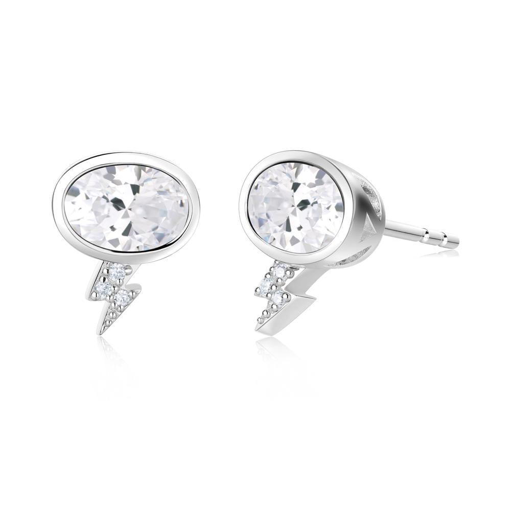 Lightning Oval Cut Garnet Stud Earrings - LUO Jewelry #gemstone_Cubic Zirconia