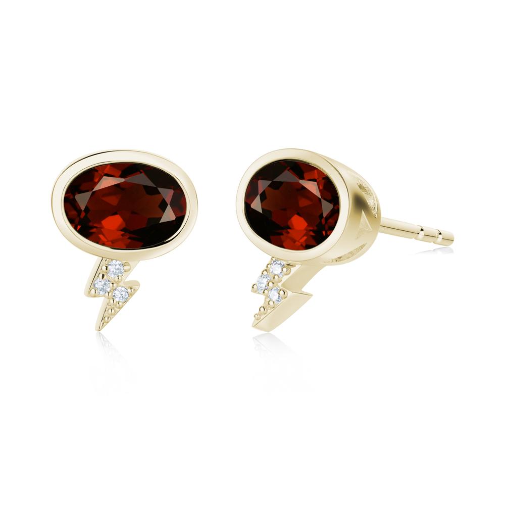 Lightning Oval Cut Garnet Stud Earrings - LUO Jewelry #gemstone_Garnet