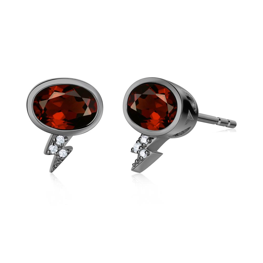 Lightning Oval Cut Garnet Stud Earrings - LUO Jewelry #gemstone_Garnet