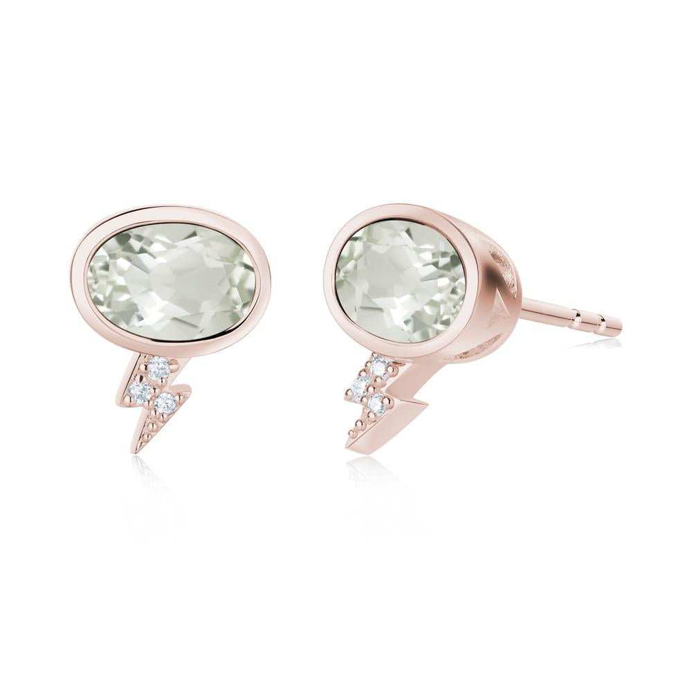 Lightning Oval Cut Garnet Stud Earrings - LUO Jewelry #gemstone_Green Amethyst