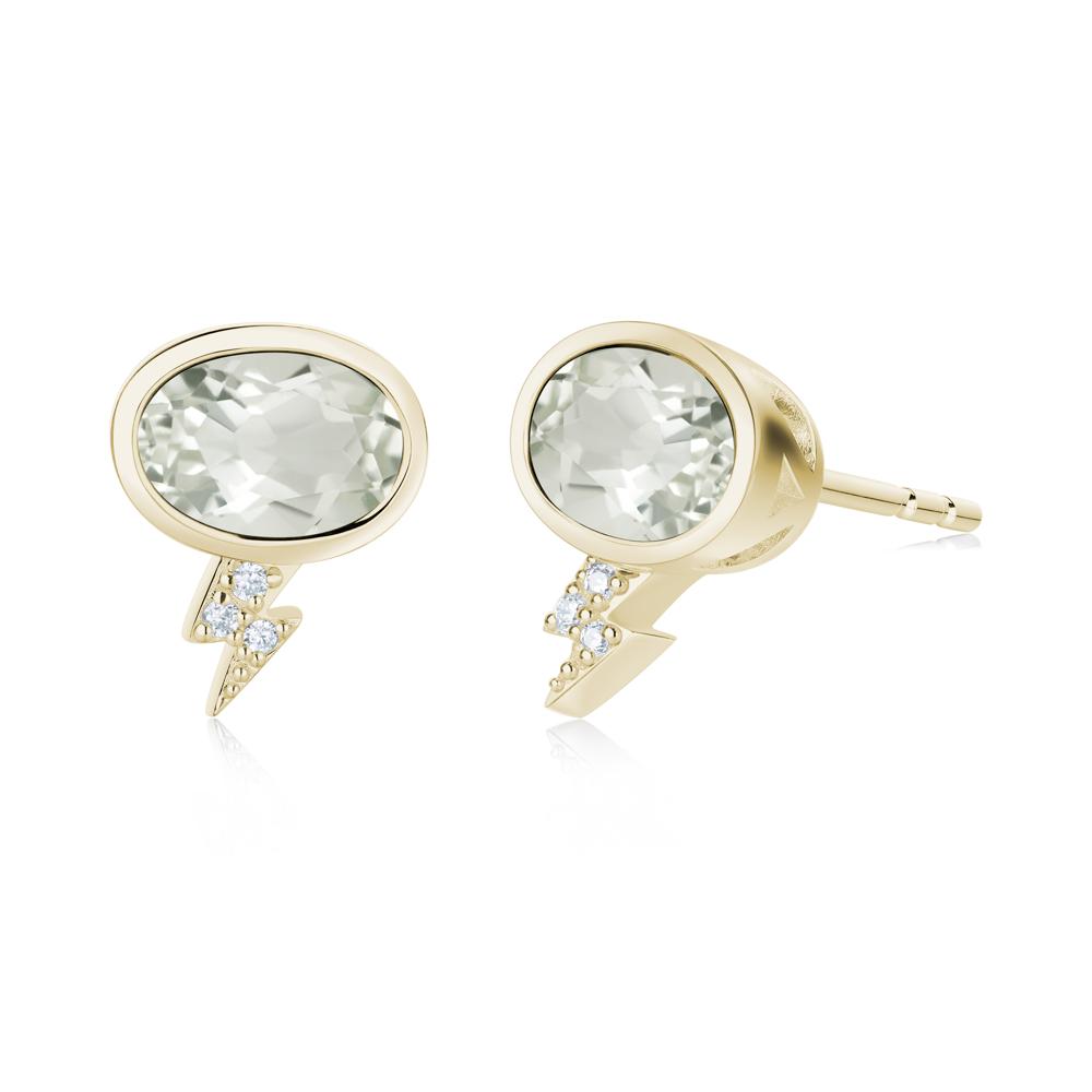 Lightning Oval Cut Garnet Stud Earrings - LUO Jewelry #gemstone_Green Amethyst